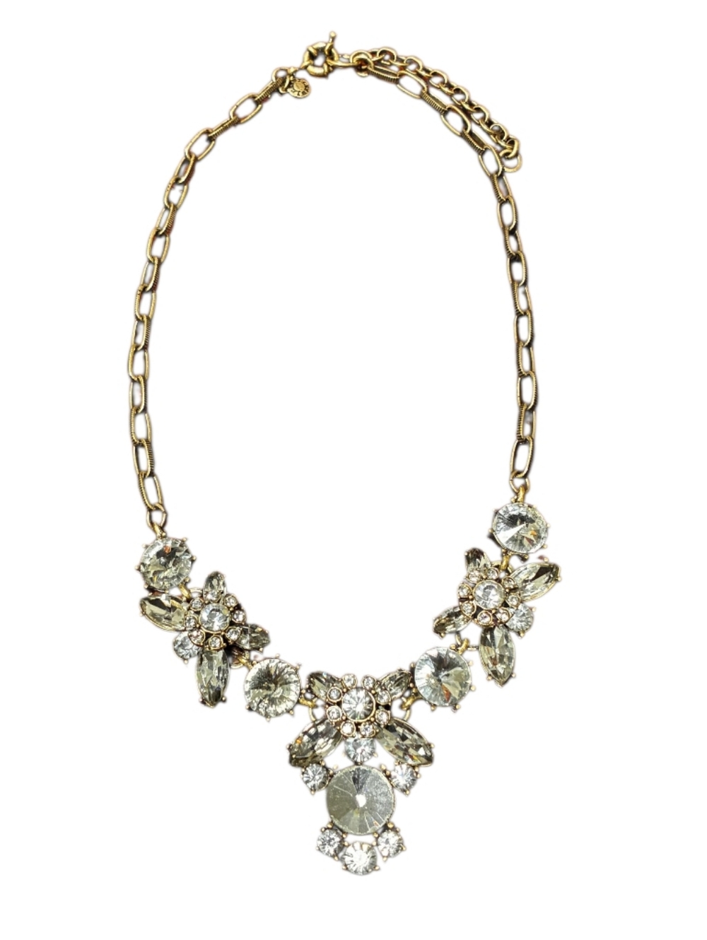 J. Crew | Gold and Clear Crystal Floral Bib Necklace